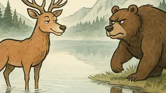 Witz: Ein Hirsch am Bergsee trifft einen Bären…